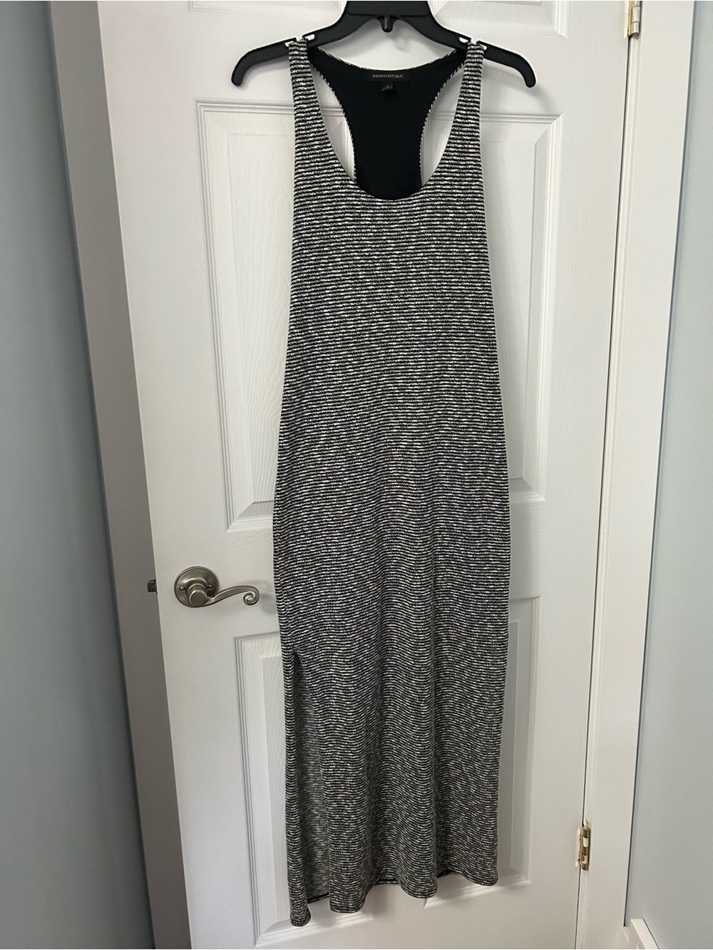 Banana Republic Black and White Striped Racerback Maxi Dress